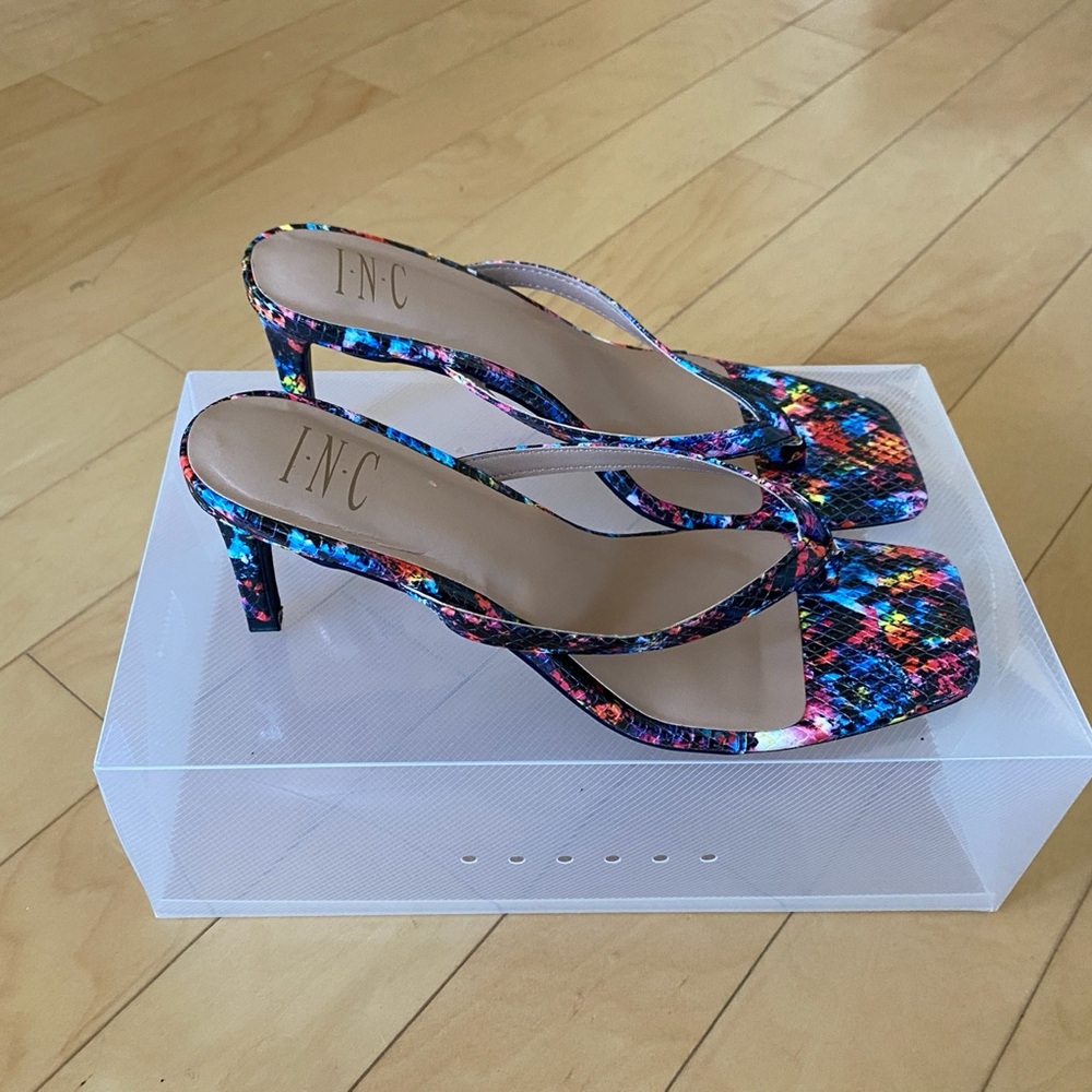 INC International Concepts Multicolored Snake Print Sandals Open-Back Design - Picture 4 of 6